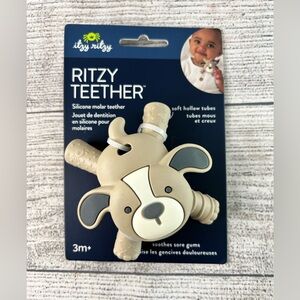 Itzy Ritzy Dog Silicone Teether - Cream and Gray